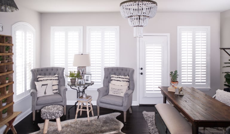 Plantation shutters in a San Diego living room